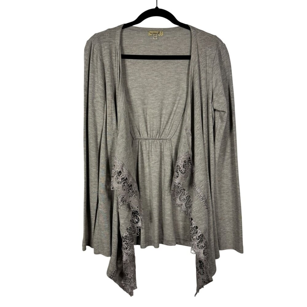 Oneworld Lace Trim Long Sleeves Lightweight Open Cardigan Size Small Layering